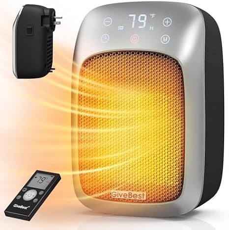 GiveBest plug in wall space heater with remote and LED display