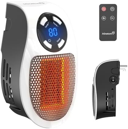 Minetom 450W remote wall outlet space heater with LED display